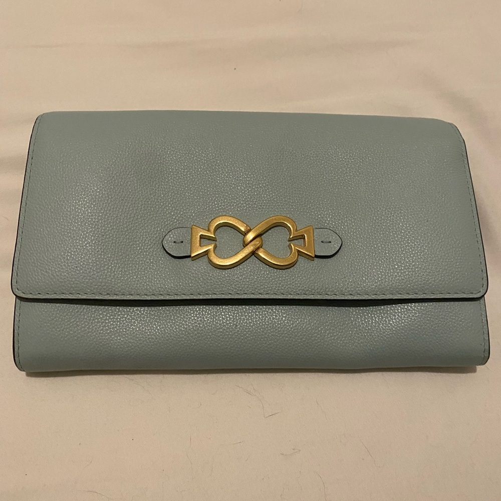 Elegant Doctor Green/Blue Leather Clutch with Gold Chain